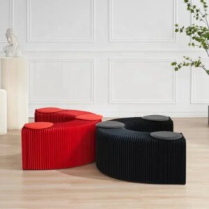 INNOPAPER 6 Persons 50cm Height Space-saving folding telescopic kraft paper stool new design sofa furniture