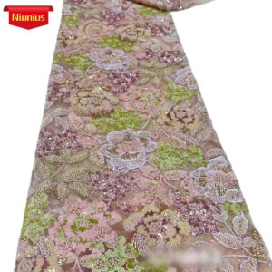 2025Latest Best Quality Luxurious Elegant Soft Beaded tube lace With Stones Fabric For Grand Wedding Ceremony Dresses NN2198_R