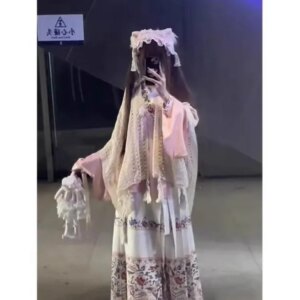 Eclectic Hanfu cross-collar pipa sleeve skirt set dress