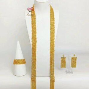 New Dubai 24K Gold Plated High end Customized Necklace, Earrings, Bracelet for Women’s Wedding Jewelry Set DD10499