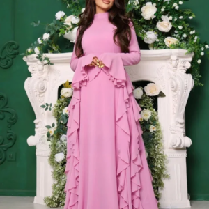 Dubai Mordern High Neck Long Sleeves Ruffles Prom Dresses Evening Dress Chiffon Women Evening Gowns Formal Party Dresscustomized