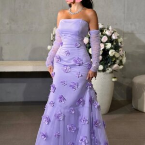 Other Shore Elegant Vintage Sweet Lilac Purple Mermaid Flowers Beads Customize Formal Occasion Prom Dress Evening Party Gowns