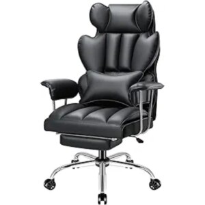 Furmax Big and Tall Office Chair, High Back Leather Gaming Chair with Footrest, Reclining Ergonomic Executive Chair