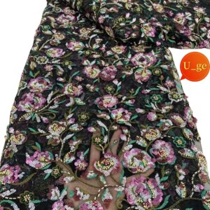 2025Latest Delicate Elegant Best Quality Soft Luxurious Beaded Tube Lace fabric For Wedding Party Evening Dress U_Ge5618