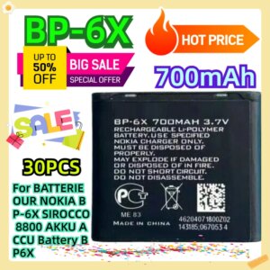 For BATTERIE OUR NOKIA BP-6X SIROCCO 8800 AKKU ACCU Battery BP6X 700mAh 30pcs