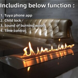 tuya wifi bioethanol kamin electric ethanol fireplace rectangular stainless steel bioethanol flame burner