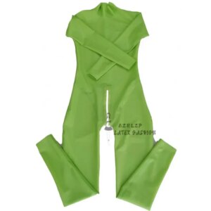 Unisex Sexy Latex Bodysuit Rubber Catsuit with With Back Crotch Zipper