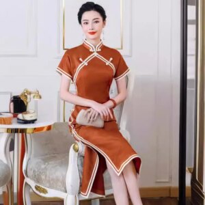 High-End Cheongsam Qipao Summer Female 2024 New Retro Improved Real Silk Dress Temperament