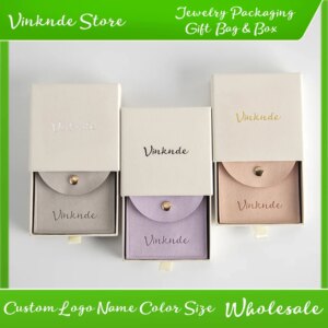 100-Pack Bulk DIY Custom Logo Microfiber Button Snop Bag Packaging Drawer Box Velvet Suede Jewelry Dust Pouch Bag Gift Box Set