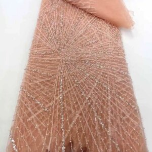 Mccarthy Latest African Sequins Beads Lace Fabric 2025 High Quality Lace Material French Nigerian Lace Fabrics For Women Party