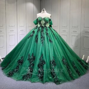 Quinceanera Dress Glitter Beads Pearls Back Lace up Birthday Prom Sweet 16 Gown Vestidos De 15 Años Corset Gown Customized
