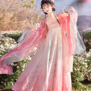 Chinese Hanfu Dress Women Halloween Carnival Cosplay Costume Ancient Traditional Embroidery Hanfu Outfit Pink Party Dress