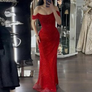 Luxury Evening Dresses Tulle Mermaid/Trumpet Celebrity Dress Burgundy Off-the-shoulder Pleat Formal Party Gown Long 2025