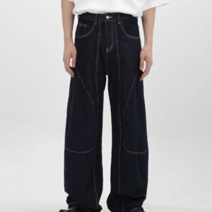 Dark Avant-Garde Style Pants Deconstructed Line Jeans For Men And Women