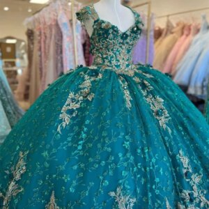 Emerald Green Sequins Ball Gown Quinceanera Dress Tulle Gold Appliques Flowers Sleeveless Sweet 15 16 Birthday Party Formal vest