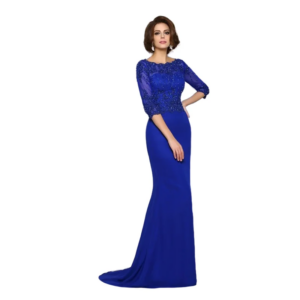 Royal Blue Mother Of The Bride Dresses 3/4 Sleeves Chiffon Beaded Plus Size Long Groom Mother Dresses For Wedding Customized