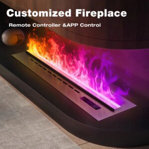 Smart Mist Fireplace with Humidifier, RGB LED Flame Effect, Fireplace for Hotel Restaurant Living Room Feng Shui Decor