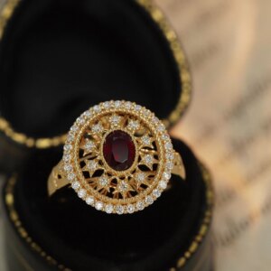Aazuo Real18K Solid Yellow Gold Rings For Women Natrual Oval Ruby Diamonds Rings Simple Style Delicate Trendy Fine Gifts Jewelry