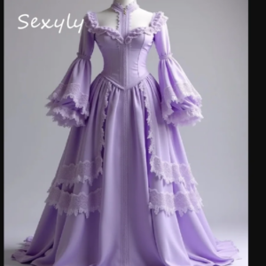 Renaissance Lilac Victorian Prom Dress Celtic Long Sleeve Medieval Evening Dress 2025 Lace 1690s Formal Occasion Gown Customized