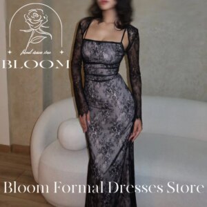 Bloom Customized Long Sleevs Square Neck Spaghetti Strap Sexy Corset Applique Ladies Gowns For Special Occasion Lace Up Back