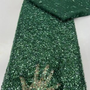 New High-End Luxury French Embroidery Heavy Groom Lace Fabric African Nigerian With Sequins Fabric For Wedding