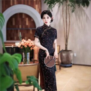 New cheongsam Chinese style elegant temperament long performance