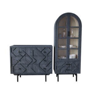 Retro style black solid wood wine cabinet bar counter wine cabinet wooden furniture