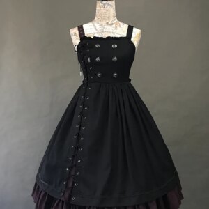Double Breasted Lolita Jumper Skirt Military Uniform Foxtrot Lolita Dress Farron Mission Commuting
