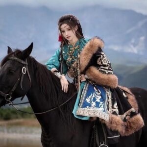 Cos [Ardavan]Travel Photography Series Ethnic Tibetan Style Embroidered Clothing Tibetan Robe National Costume Ethnic Costume