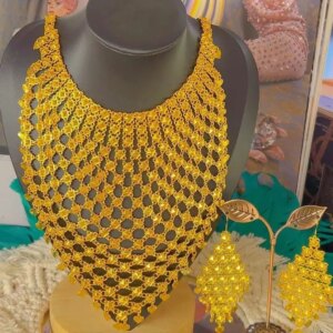 New Dubai Nigeria 24K Gold Plated Necklace Earrings for Couples Wedding Party Gifts Jewelry Set for Lovers YY10618