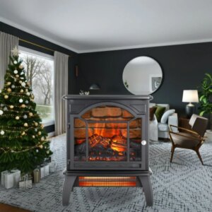 Electric Fireplace Infrared Heater with Remote Control 3D Electric Heater Fireplace 18″ Fireplace Stove ,Fireplace Freestanding