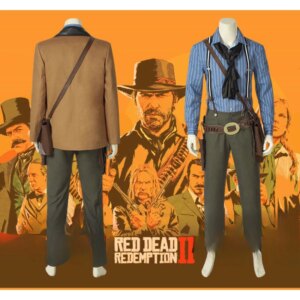 Arthur Morgan Cosplay Costume Belt Scarf Backpack Hat Coat Shirt Pants RDR2 Even Jacket Western Denim Frequency Cospaly Set