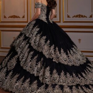 BA16 Customized Women Prom Occasion Dresses Gold Lace Applique Ball Gown Floor Length Vestido De xv Anos Quinceanera Dress 15 16