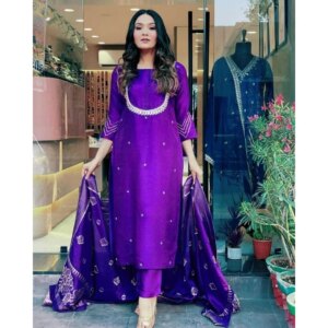 Fully Stitched Blue Salwar Suit Rayon Fabric Partywear Kurti Palazzo & Dupatta