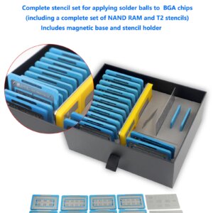 Sofix S-F302 BGA Reballing Jig with Complete Stencils for Applying Solder Balls to BGA Chips Including NAND RAM and T2 Stencils