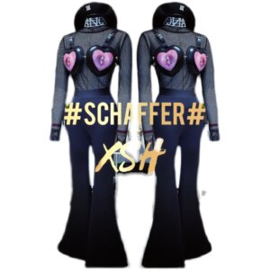 Nightclub bar gogo female love corset tide personality ds costume suit big horn pants.