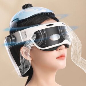 Head Massager with Electric Adjustable Airbag Pressing Scalp Kneading Head Eye Integrated Massage Relax Helmet-Relieve Migraines