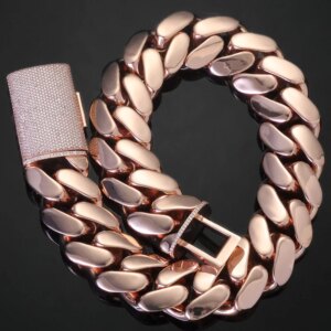 Hip Hop Heavy Cuban Men’s Necklace 30/40mm Thick Miami Brass Zircon Fashionable Women’s Rose Gold Jewelry