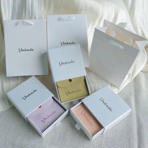 Custom Luxury Wedding Jewelry Packaging Set Premium Gift Paper Bags Lined Drawer Box Anti Scratch Microfiber Storage Pouches