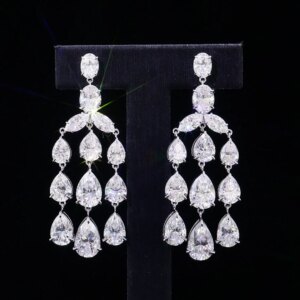 Provence 18/14/10K White Gold Luxury Pear and Marquise Moissanite Drop Earrings For Women Trendy Customized Gift