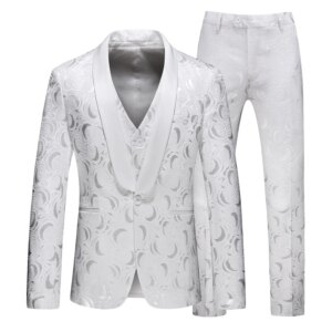 Recommended Men’s Wedding Casual Suit Three Piece Formal Coat Flat White A86600