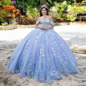 Customized Blue Ball Gowns Quinceanera Dresses for Girls Bowknot Appliques Bow Lace up Vestidos De Quinceanera