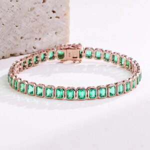 Provence fine jewelry 14K rose gold tennis bracelet 3*4mm lab grown emerald bracelets for women custom Anniversary gifts party