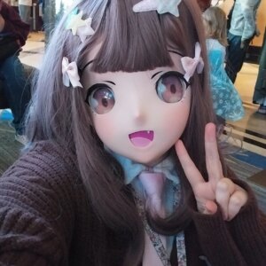 Customize Character Female/Girl Resin Kig Full Head With Lock Anime Cosplay Japanese Anime Kigurumi Mask
