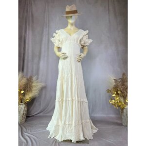 Maternity Formal Wear Women’s Gowns V – neck Sexy Side – slit Dress Wedding Birthday Event Clothes Expecting Mother Photography