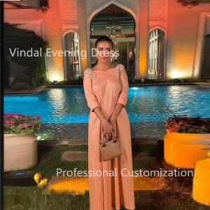 Vindal Evening dresses Taffeta Floor Length V-neck A-Line luxurious Beading Elegant Sexy Sleeveless السعود For Woman 2024