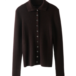 BirdTree, 100%Merino Wool Cardigans, Women Lapel Long Sleeve Solid, Elegant Fashion Knit Jacket, Autumn Winter Slim Top C48938QM
