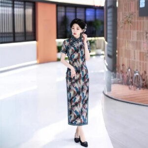 New cheongsam Chinese style elegant temperament long performance dress