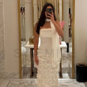 SWEMILE Column Strapless Floor-Length Sleeveless Zipper Up Prom Dresses Wedding Party Dress Elegant And Beautiful Dresses