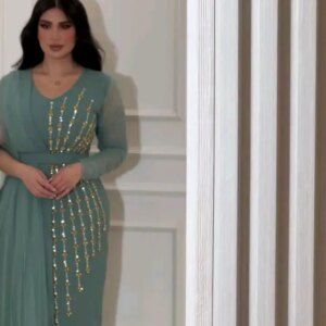 Aqua Blue Sheath V Neck Prom Dresses Ankle Length for Girls 2025 Beading Crystal Straight Satin Formal Evening Gowns Customized